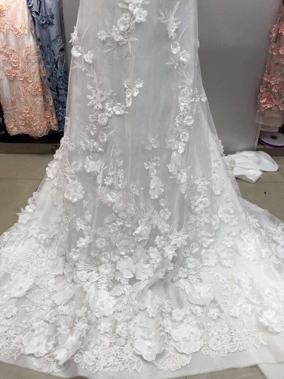 white 3d flower dress