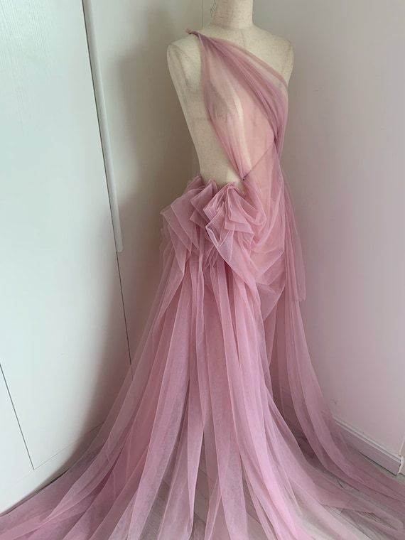 Dust pink High density tulle fabric, extra dense mesh fabric, Milan mesh fabric #85