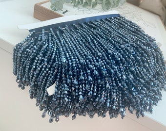 Navy crystal Fringe trim for haute couture, dance costume, party decorations, dress embellishments, halloween costume