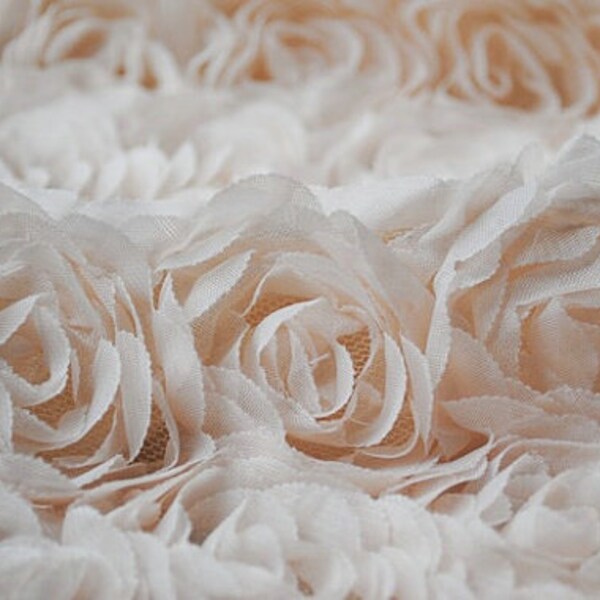 Peach pink Rosette Fabric, 3D chiffon rosette fabric, Wedding decors, photography backdrop, costume dress fabric