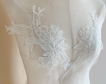 Appliques Fleurs Brodées NICENEEDED - Dentelle Perlée Or - 21x12cm - Pour Robes Mariée, Soirée, DIY