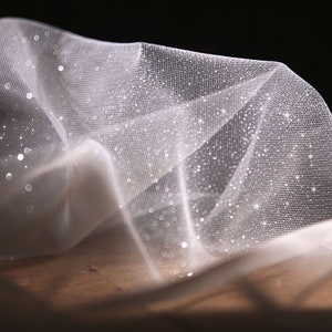 Shimmering Off White Glitter Tulle Fabric for Wedding Veils and Dresses image 2