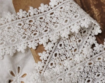 Off White Antique Cotton Crocheted Lace Trim by yard