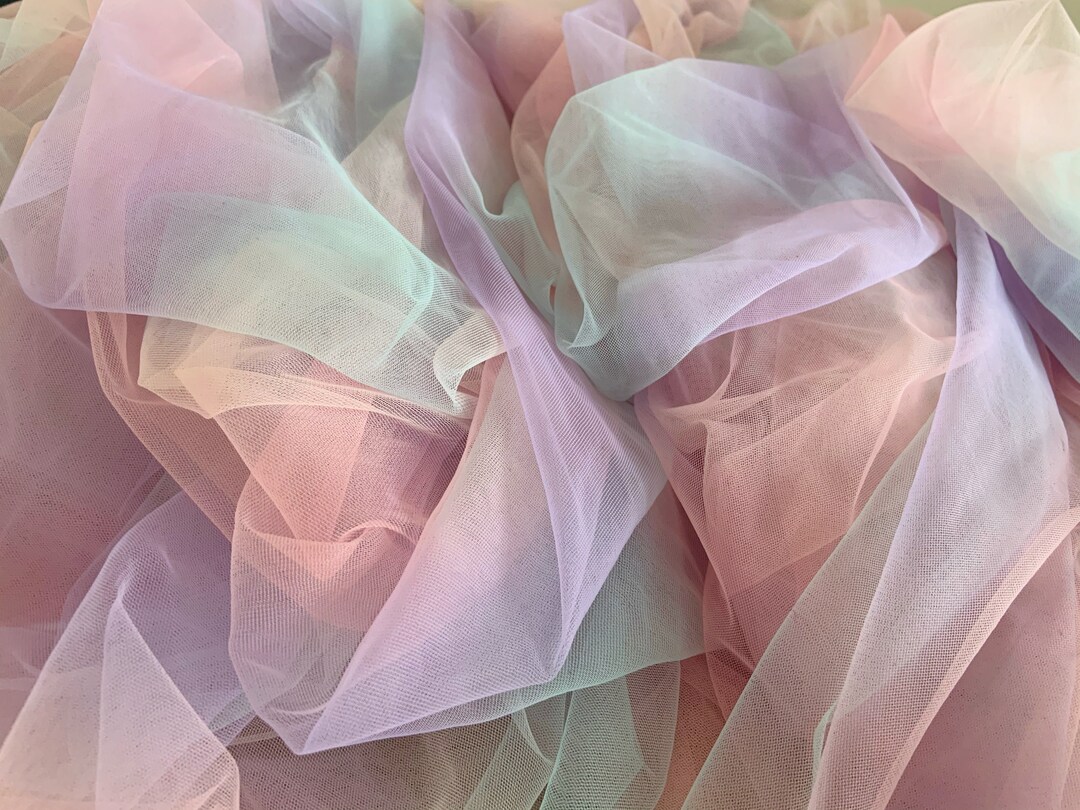 New Rainbow Tulle Fabric With Ombre Color, Macaron Color Gradient ...