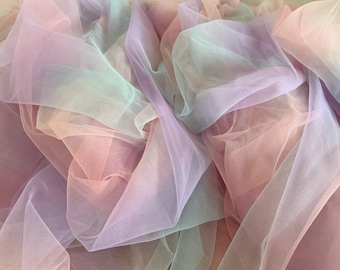 New rainbow tulle fabric with ombre color, macaron color gradient changing tulle fabric, ice cream color tulle fabric for dress, costume