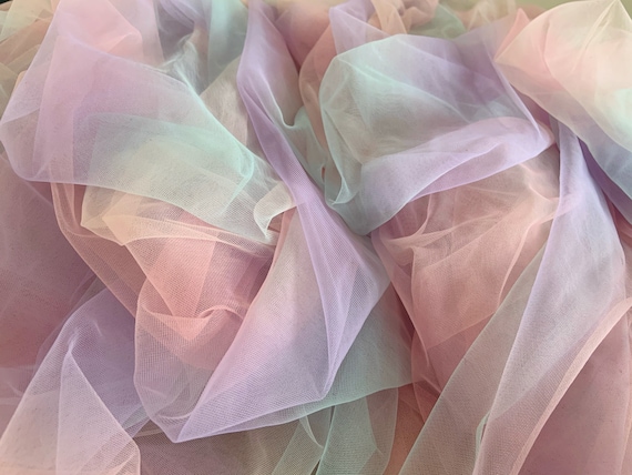 New rainbow tulle fabric with ombre color, macaron color gradient changing tulle fabric, ice cream color tulle fabric for dress, costume