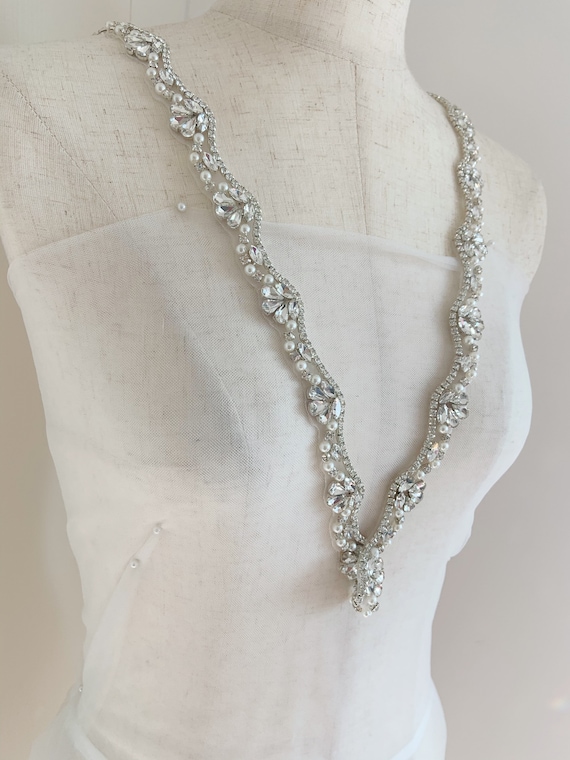 sparkle Rhinestone trim belt, crystal belt for wedding sash, dress strape, couture