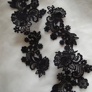 2pcs black Lace Applique, bridal headpiece applique