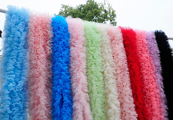 Extra Dense ruffled trim for tutu dress, soft frill trim for cake dress, pleated mesh trim