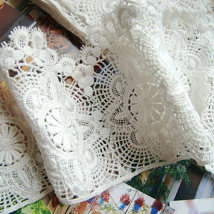 off White Cotton Lace Trim, vintage lace trim, cotton crocheted lace, trim lace CMSR009B image 1