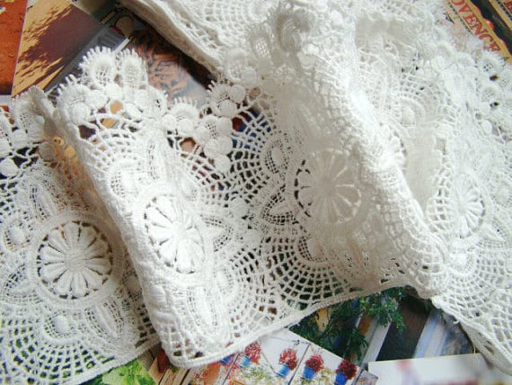 off White Cotton Lace Trim, vintage lace trim, cotton crocheted lace, trim lace CMSR009B
