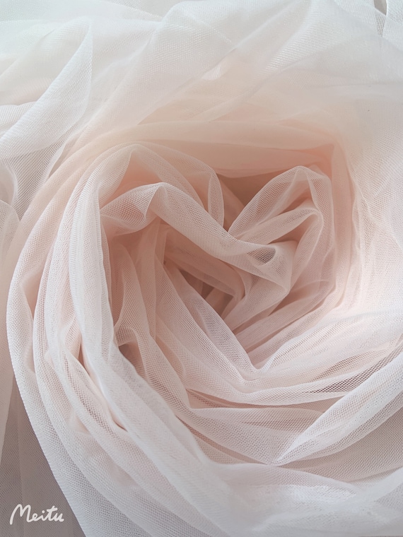Blush High density tulle fabric, extra dense tull fabric, milan tulle fabric for dress, extra dense mesh fabric #006