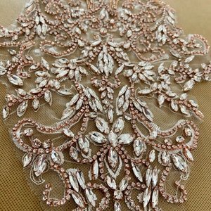 Rose gold Rhinestone bodice applique, crystal applique, crystal bodice applique for bridal dress, haute couture accessory supplies