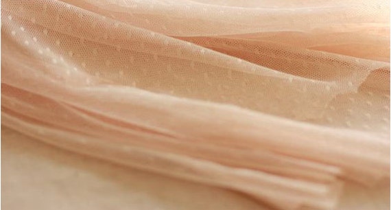 peac pink mesh Lace Fabrics,  dots Gauze , Mesh lace, netting lace with polka dots. tulle lace fabric
