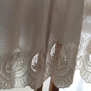 off white natural cotton lace fabric with hollowed out floral pattern, cotton eyelet lace fabric image 2