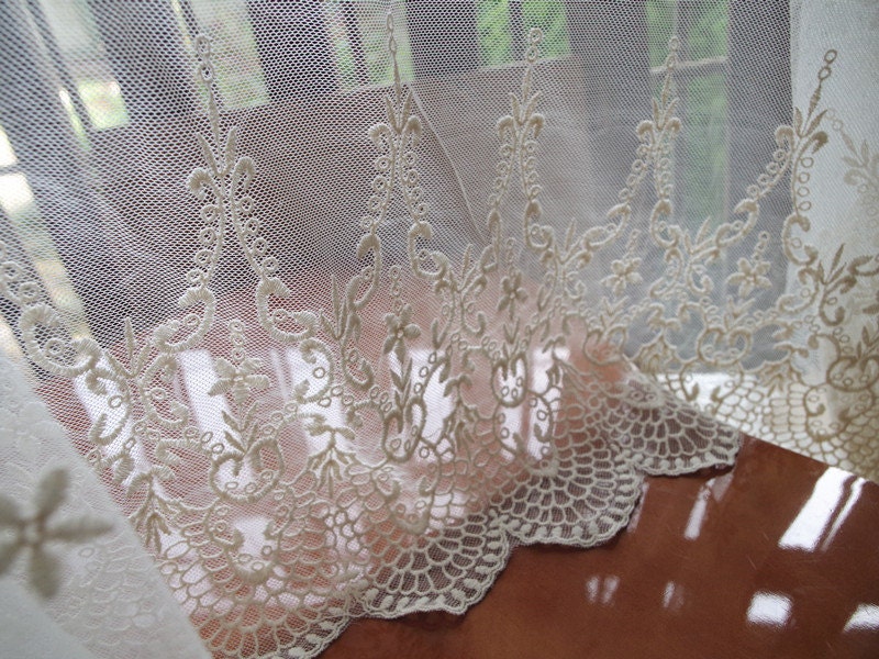 Ivory Lace Fabric Embroidered Tulle Lace Fabric With - Etsy