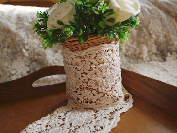 cream Cotton Lace Trim, vintage style lace trim, cotton trim lace, cotton guipure lace trimming