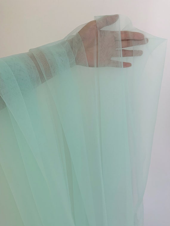 Aqua green High density tulle fabric, extra dense mesh fabric , milan tulle fabric for bridal dress, tulle dress