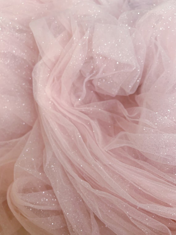 Sparkle Pink Tulle Fabric With Glitters for Dress, Tulle With Shimmer for  Costume, Wedding Decors, Prop, Backdrop 