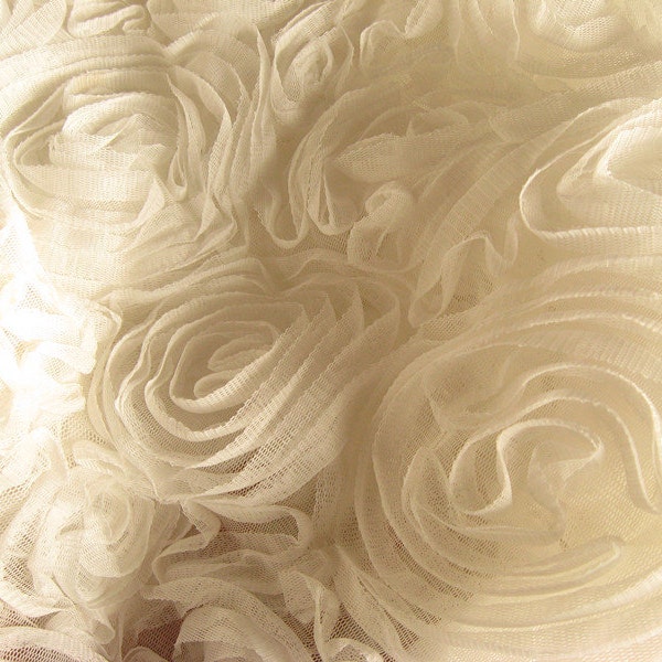 White rosette fabric, rose fabric, bridal fabric, wedding fabric, photography backdrop, prop, wedding decors