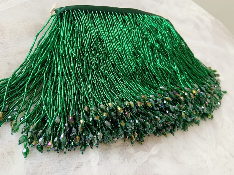 Emerald Green Bead Fringe Trim for Haute Couture Dance Etsy