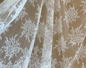 white Chantilly lace fabric for wedding dress bridal gown veil wedding supplies