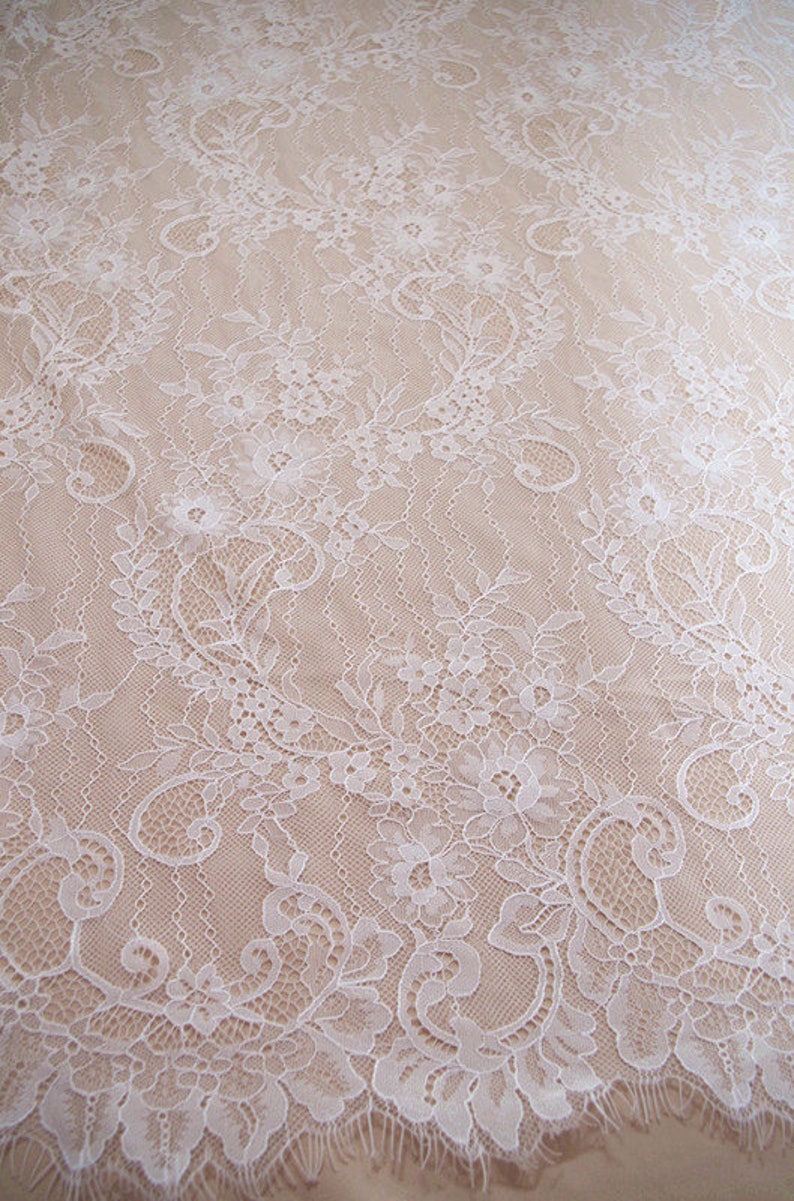 Off White Chantilly Lace Fabric Lace Fabric for Bridal Dress - Etsy