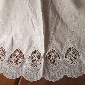off white natural cotton lace fabric with hollowed out floral pattern, cotton eyelet lace fabric image 4