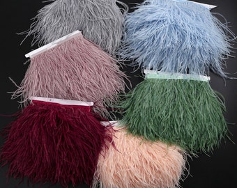 Ostrich Feather Trimming Fringe Tassels Plume with Satin Ribbon for Dress Millinery Fascinators Crafts 5 yards lot