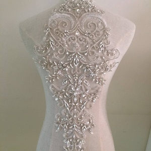 Rhinestone bodice applique, crystal applique, crystal bodice applique for wedding dress, bridal supplies