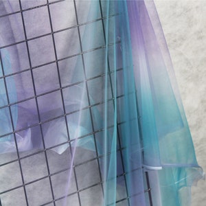 Tie-dyed style tulle fabric with Gradient colors, blue and purple mesh lace fabric, gauze net fabric image 9