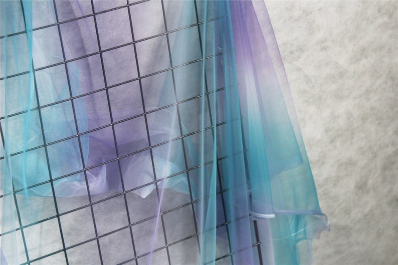 Tie-dyed style tulle fabric with Gradient colors, blue and purple mesh lace fabric, gauze net fabric image 9