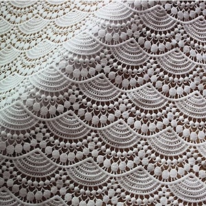 ivory lace fabric, retro lace fabric, scallop lace fabric, wave pattern fabric, bridal fabric lace