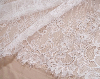 off white chantilly lace fabric, lace fabric for bridal dress, French lace fabric on sale, new arrival