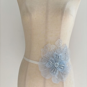 Soft blue handcrafted flowers patch for apparel, dress, millinery , dance costume, headpiece