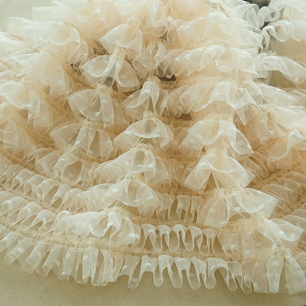 40cm wide ruffled fabric, pleated frill trim with polka dots by yards