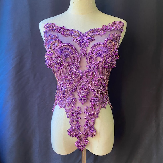 Purple Rhinestone applique, crystal applique patch, crystal applique for couture , costume supplies