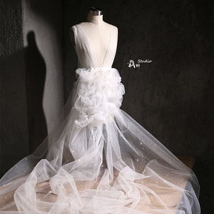 Shimmering Off White Glitter Tulle Fabric for Wedding Veils and Dresses image 3