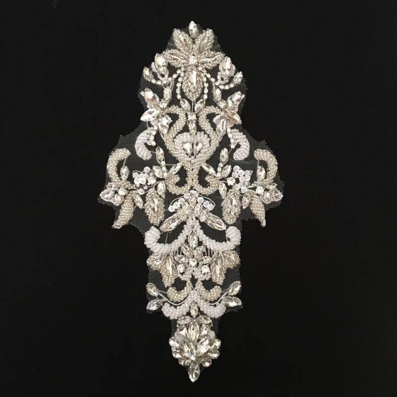 crystal applique crystal bodice applique for wedding dress haute couture supplies Deluxe Rhinestone bodice applique bridal supplies