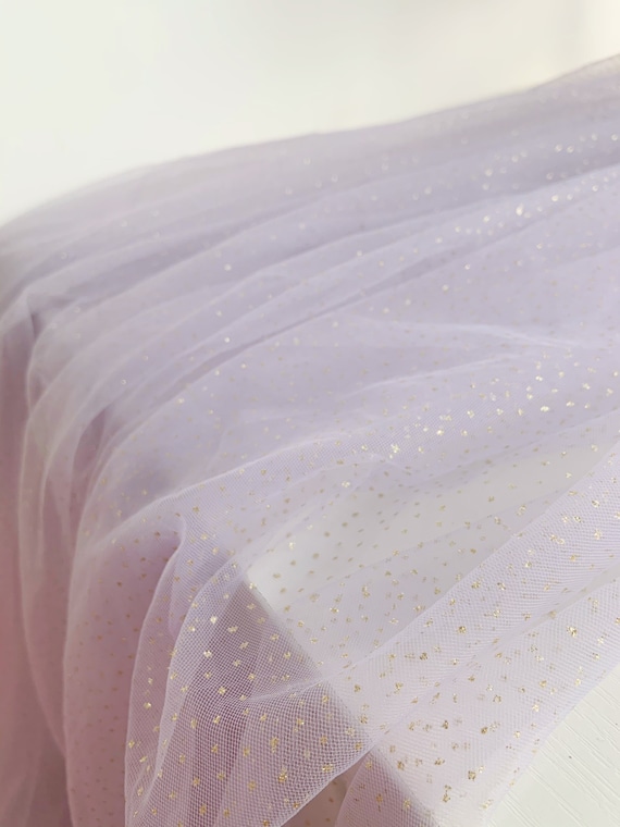 light purple with gold glitters for dress, costume, dance costume, sparkling galaxy tulle fabric