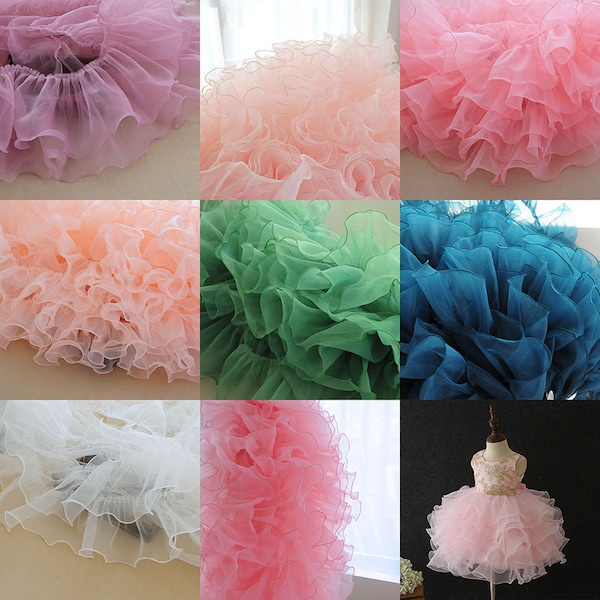 5 Yards organza ruffles, frill trim, pleated mesh trim, tutu dress fabric, puffy trim