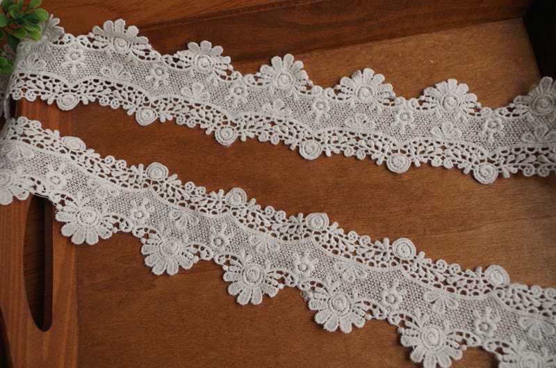 5 Yards Ivory Cotton Lace Trim Cotton Crochet Lace Trim Etsy