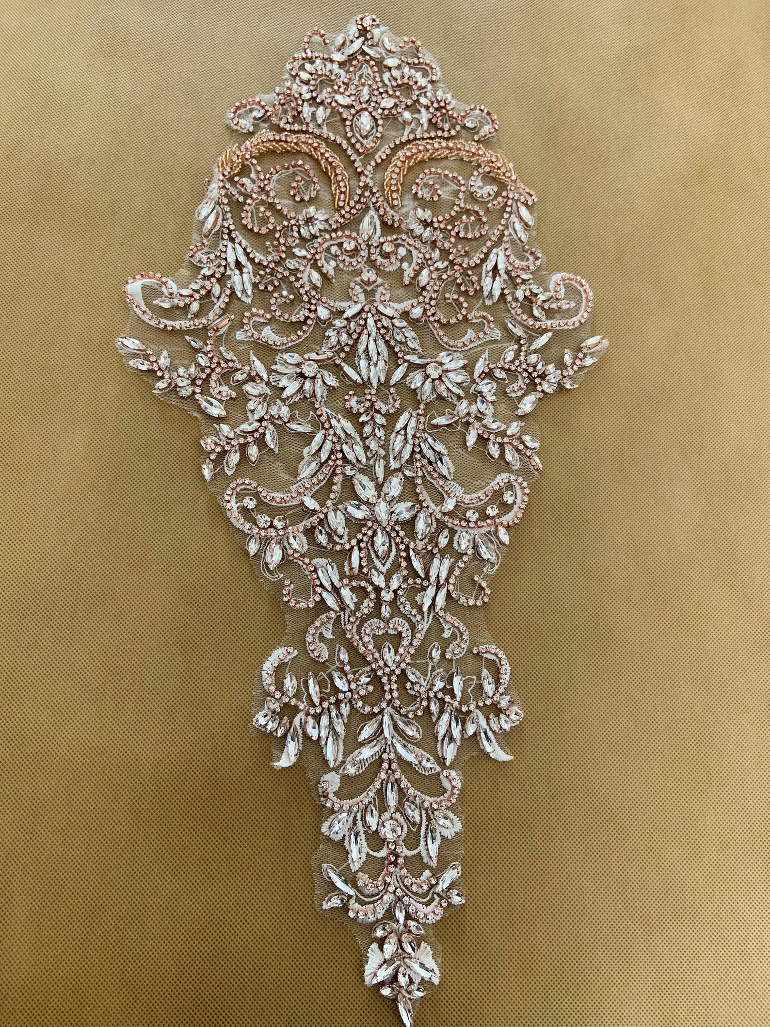 Rose Gold Rhinestone Bodice Applique Crystal Applique - Etsy UK