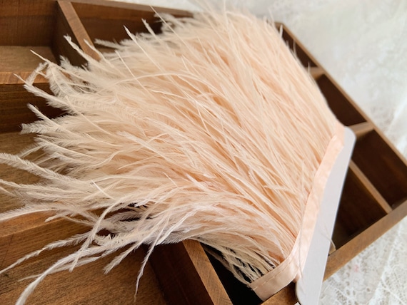 blushy Ostrich Feather Trimming Fringe Tassels Plume with Satin Ribbon for Dress Millinery Fascinators Crafts 5 yards lot