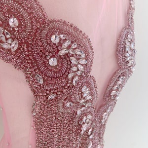 Big pink Rhinestone applique, rhinestone dress, crystal applique for couture, dress, costume, stage performance