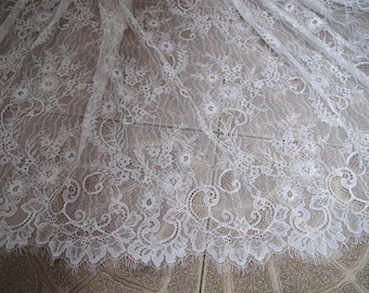 off white chantilly lace fabric, lace fabric for bridal dress, French lace fabric on sale, 2017 new arrival