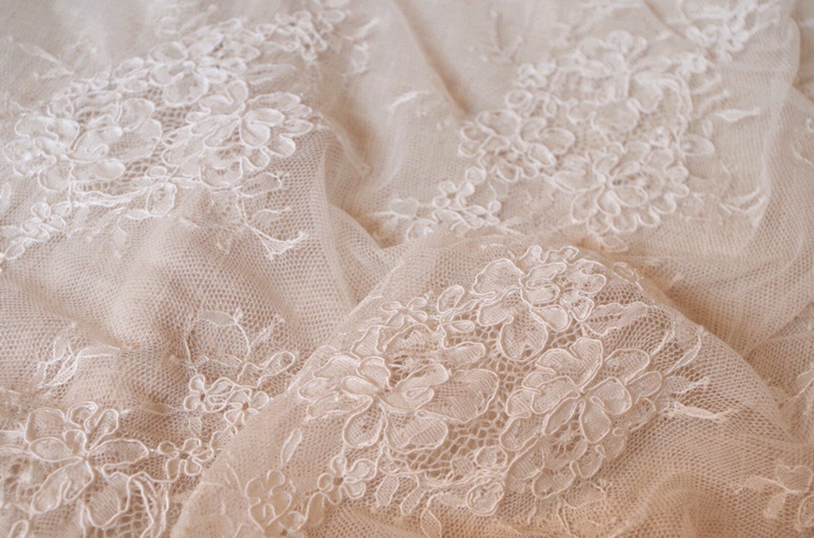 French alencon lace fabric cord lace fabric for bridal lace Etsy