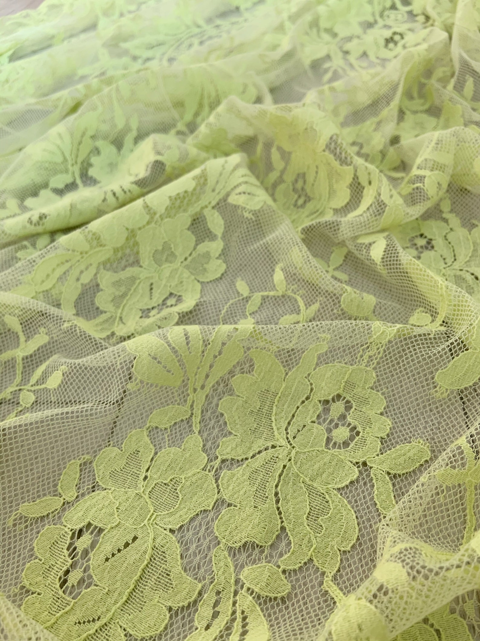 1.5 Meter Light Lime Green French Lace Fabric Chantilly Lace Etsy