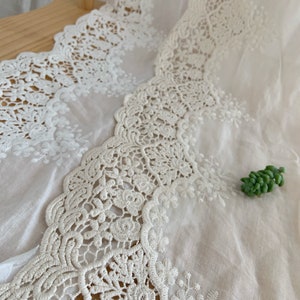 natural Cotton Lace trim, embroidered eyelet lace trim, cotton lace trim with hollowed out floral, cotton eyelet lace trim image 4