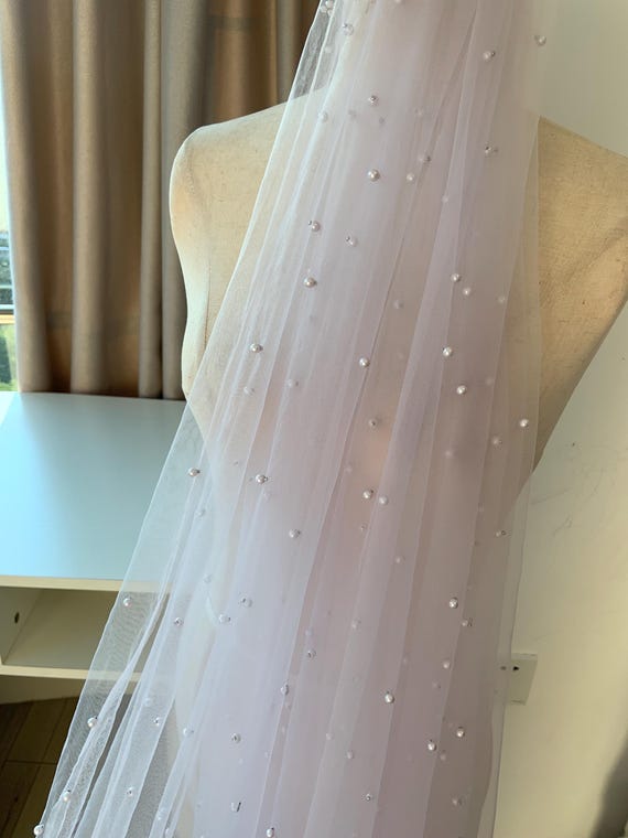 Soft purple pearl bead tulle fabric, Swiss tulle fabric with pearls, wedding birthday prop backdrop